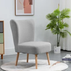 3S. x Home Petit fauteuil en bois massif et en tissu de Style Scandinave Gris Discount