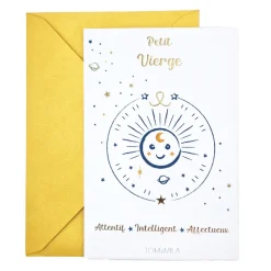 Tom & Mila Petite carte Astro avec enveloppe, blister et cadre doré Vierge Sale