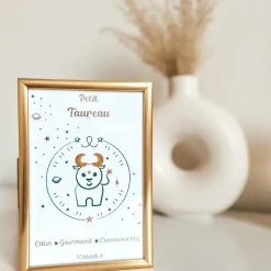 Tom & Mila Petite carte Astro avec enveloppe, blister et cadre doré Taureau Online