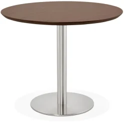 ALTEREGO Petite table de bureau ou à diner ronde 'INDIANA' en bois finition Noyer Hot