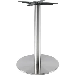 ALTEREGO Pied de table 'PLATO' en acier brossé avec base ronde New