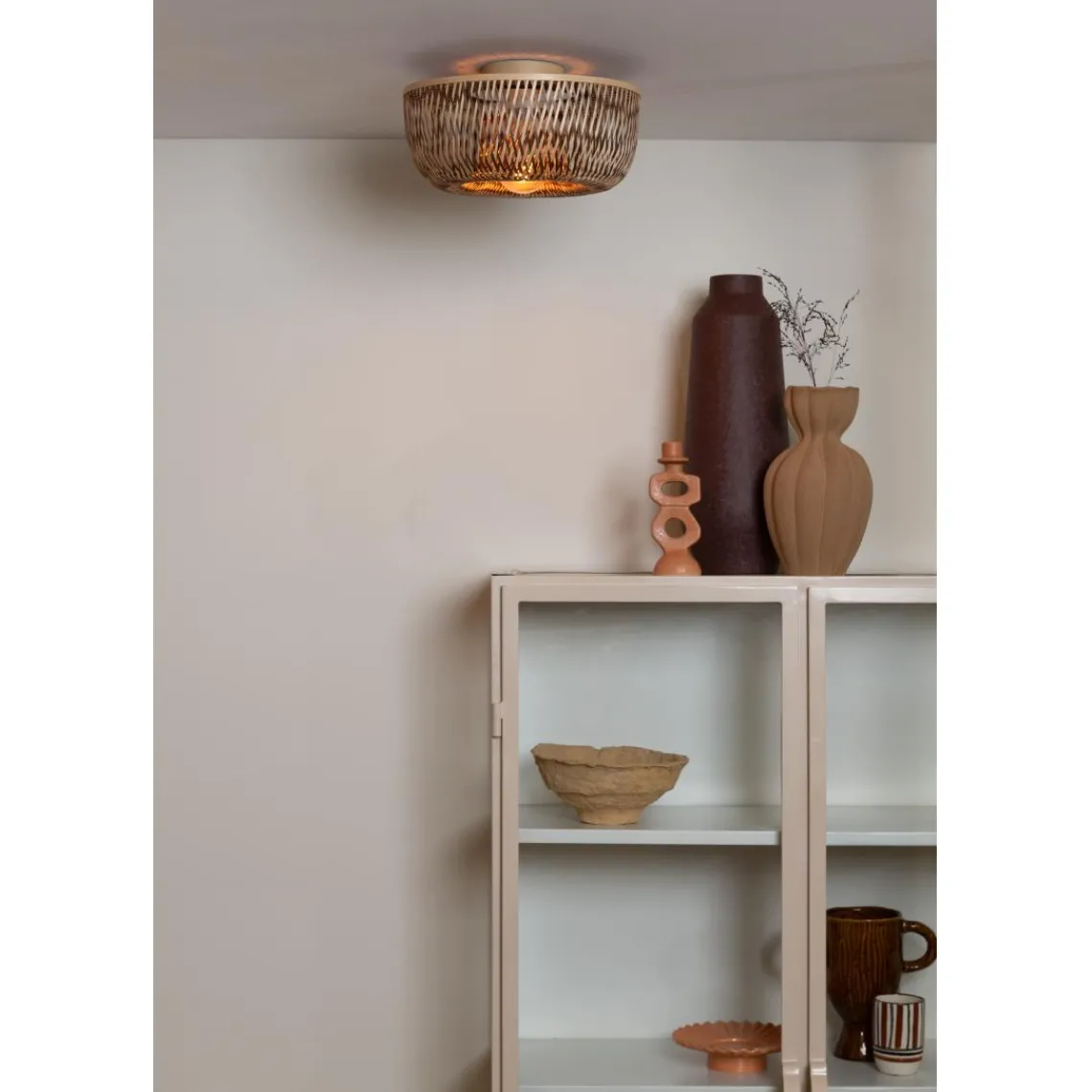 Good & Mojo Plafonnier Barbados bambou abat-jour demi-rond naturel-marron Clearance