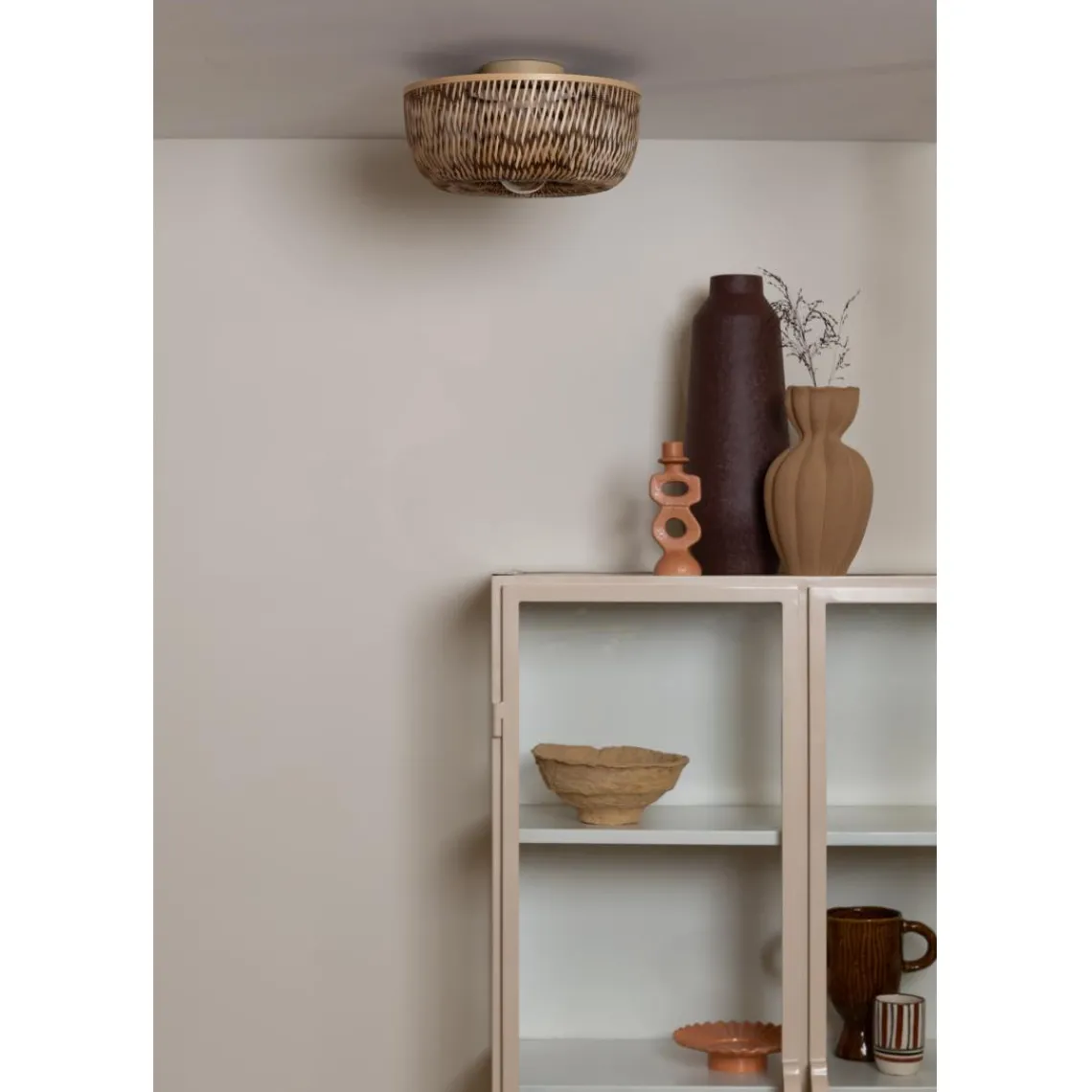 Good & Mojo Plafonnier Barbados bambou abat-jour demi-rond naturel-marron Clearance