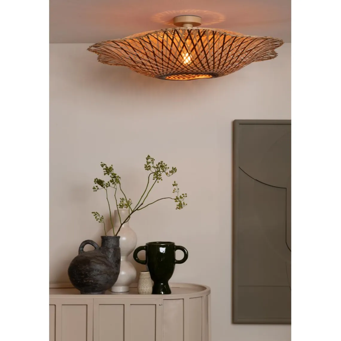 Good & Mojo Plafonnier Madura bambou abat-jour naturel marron Outlet