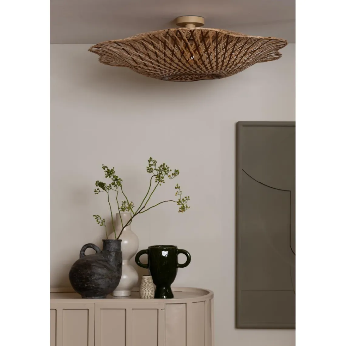 Good & Mojo Plafonnier Madura bambou abat-jour naturel marron Outlet