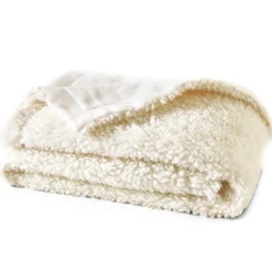 Becquet Plaid AME. MOUTON Blanc écru Discount