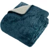3S. x Home Plaid flanelle effet sherpa Lyno 170x130cm - bleu Sale