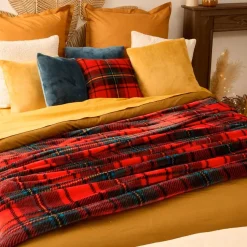 3S. x Home Plaid flanelle imprimé Brody 230x180cm - rouge Online