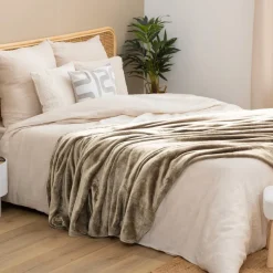 3S. x Home Plaid flanelle Ollis 260x240cm - beige lin