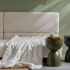 Today Plaid Jacquard en polyester550g/m² MATCHA 130 x 180 Crème Beige Ficelle Discount