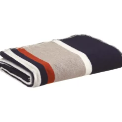 Maison Vivaraise Plaid jacquard recyclé Gioia Marine 140 x 185 New