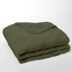 Today Plaid Jacquard550g/m² en Polyester 130 x 180 MATCHA Matcha Vert olive