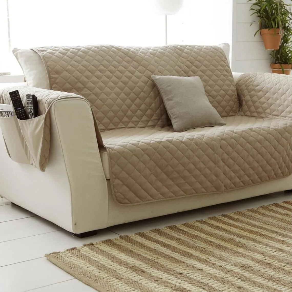 Becquet Plaid piquage carreaux - Beige Discount