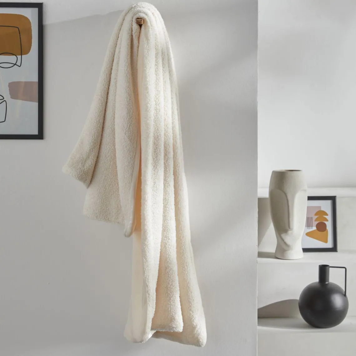 Today Plaid Polyester bouclette Blanc - Retro Mood Hot