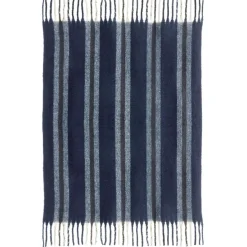 Maison Vivaraise Plaid recyclé Isabel rayé Marine 130 x 160