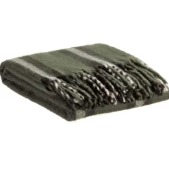 Maison Vivaraise Plaid recyclé Isabel rayé Sapin 130 x 160 Vert pin Clearance