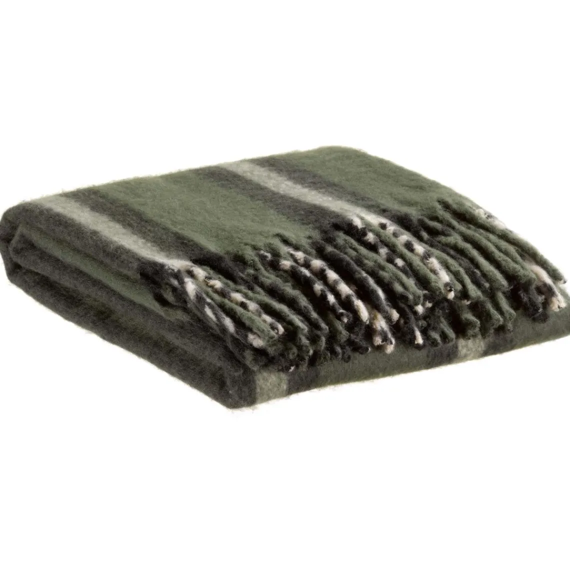 Maison Vivaraise Plaid recyclé Isabel rayé Sapin 130 x 160 Vert pin Clearance