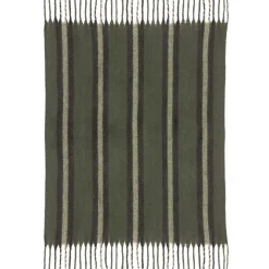 Maison Vivaraise Plaid recyclé Isabel rayé Sapin 130 x 160 Vert pin Clearance