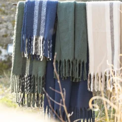 Maison Vivaraise Plaid recyclé Isabel uni Marine 130 x 160 Sale