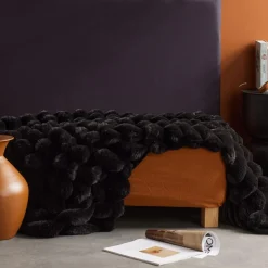 Today Plaid Ribbed en Polyester 130 x 180 MOKA Reglisse