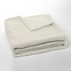 Today Plaid Teddy en Polyester 130 x 180 MATCHA + MOKA Creme Beige Ficelle Discount