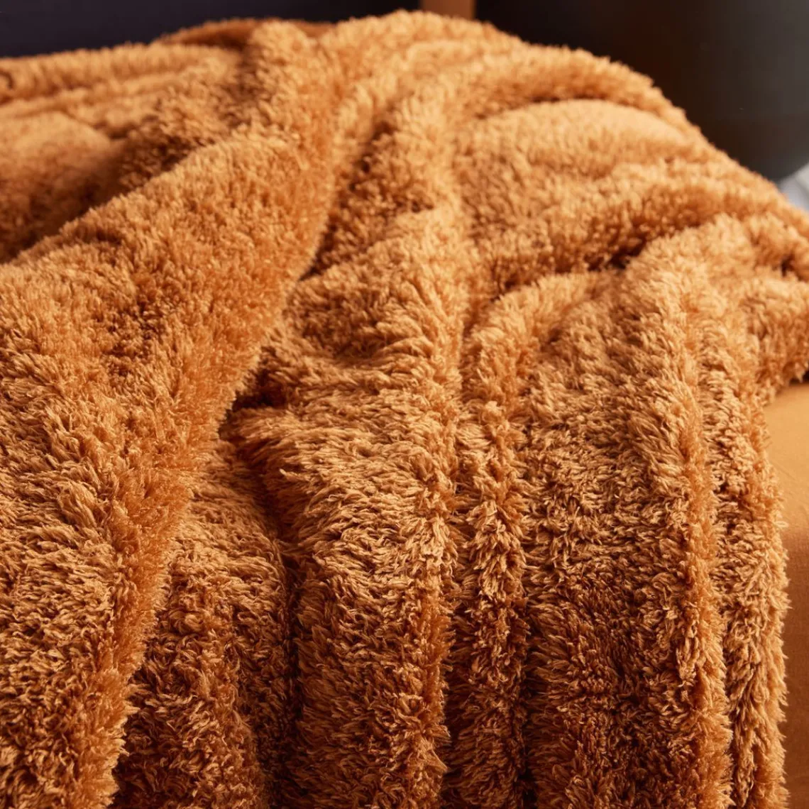 Today Plaid Teddy en Polyester 130 x 180 MOKA Caramel Discount