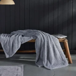Today Plaid Teddy en Polyester 130 x 180 BIEN AU CHAUD Acier Gris Hot
