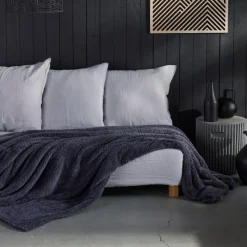 Today Plaid Teddy en Polyester 130 x 180 BIEN AU CHAUD Fusain Anthracite Online