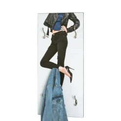 3S. x Home Portant à vetement mural MDF avec impression motif Fashion par ultra violet et 5 crochets en optique inox Hot