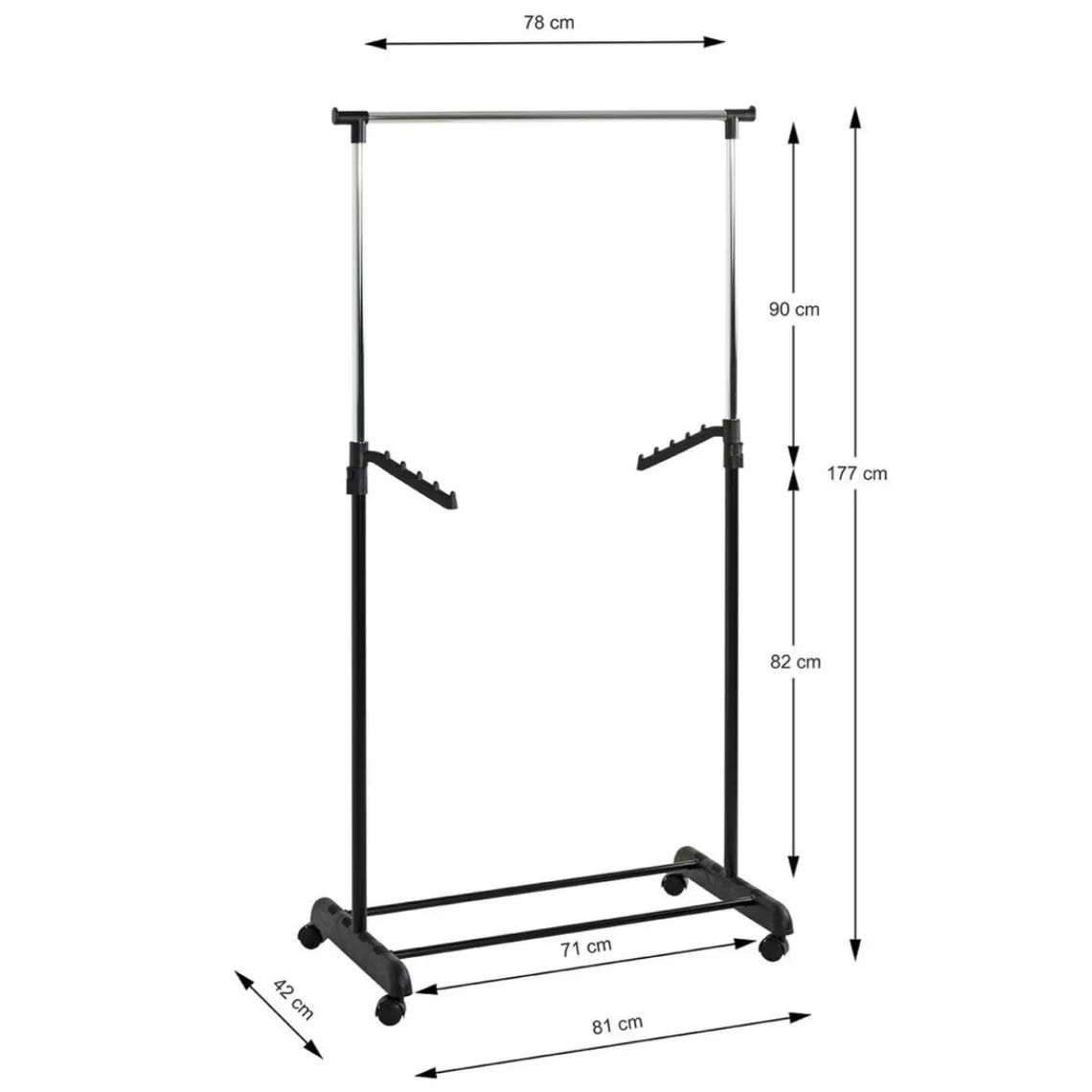 3S. x Home Portant en acier hauteur ajustable par poignée noir Discount
