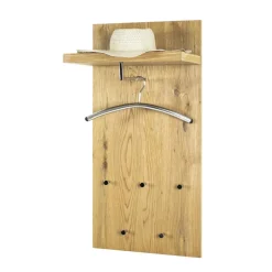 3S. x Home Portant mural avec finition chêne véritable et tringle et crochets chromés Outlet