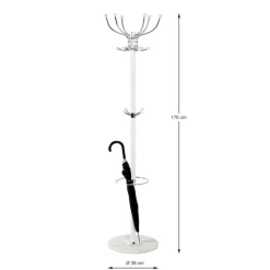 3S. x Home Porte manteau blanc avec crochets et porte parapluie chromés Online