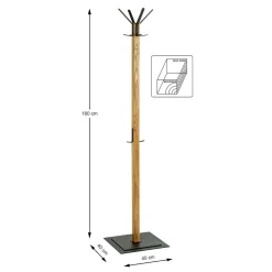 3S. x Home Porte manteau en bois crochets et pied métal noir