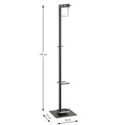 3S. x Home Porte manteau en métal noir crochets, porte-parapluies et boutons chromés Hot