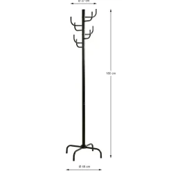 3S. x Home Porte manteau en métal noir avec 8 crochets Best