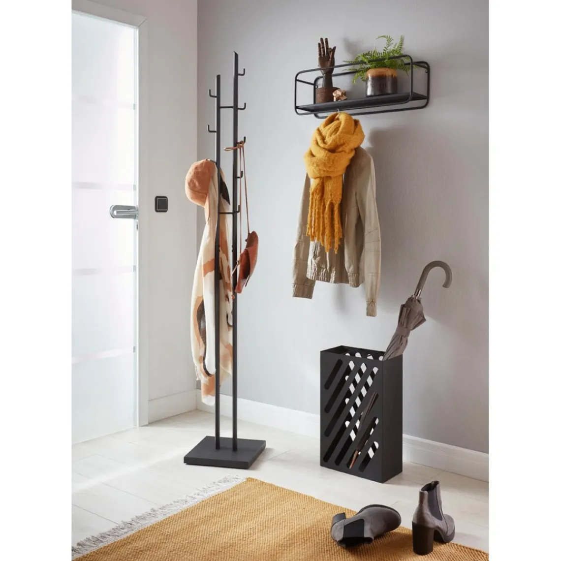 3S. x Home porte manteau en tube d'acier époxy noir Discount