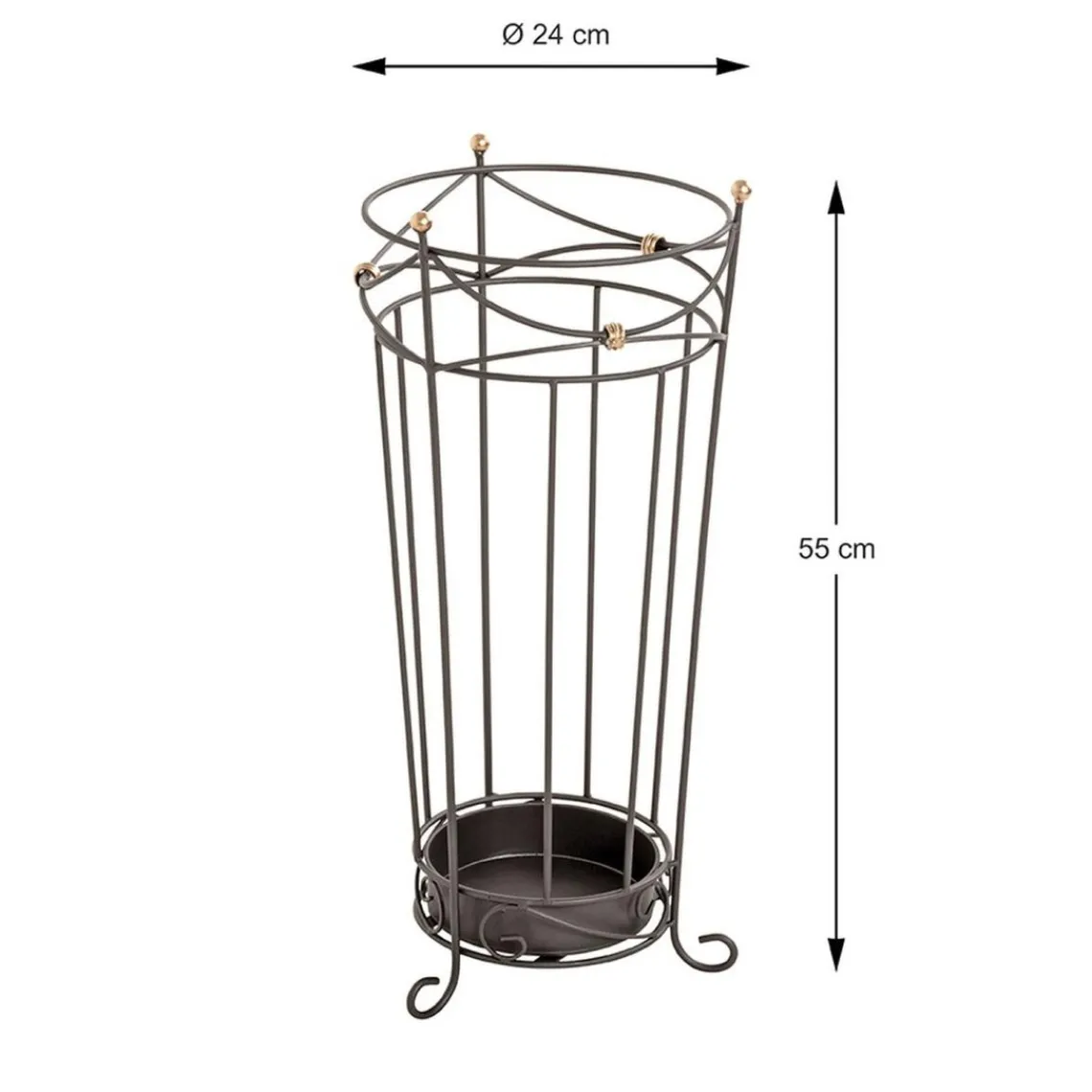 3S. x Home Porte parapluies vintage anthracite avec ornements dorés Sale