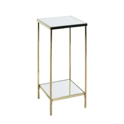 3S. x Home Porte plante en acier laitonné et étagères verre miroir Discount