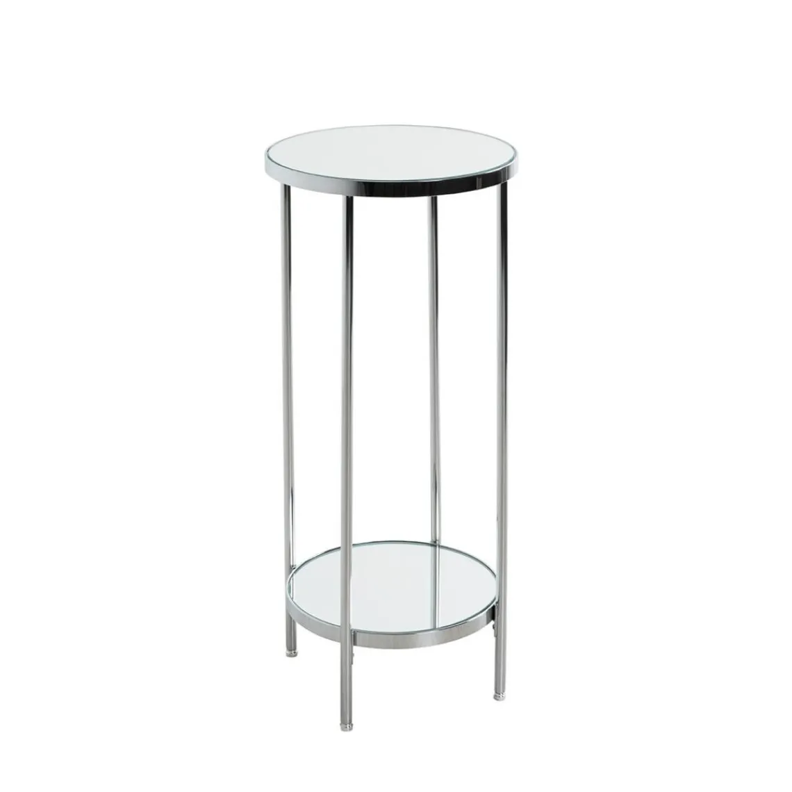 3S. x Home Porte plante en métal chromé et étagères en verre miroir