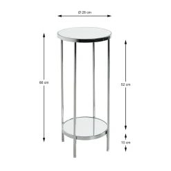 3S. x Home Porte plante en métal chromé et étagères en verre miroir