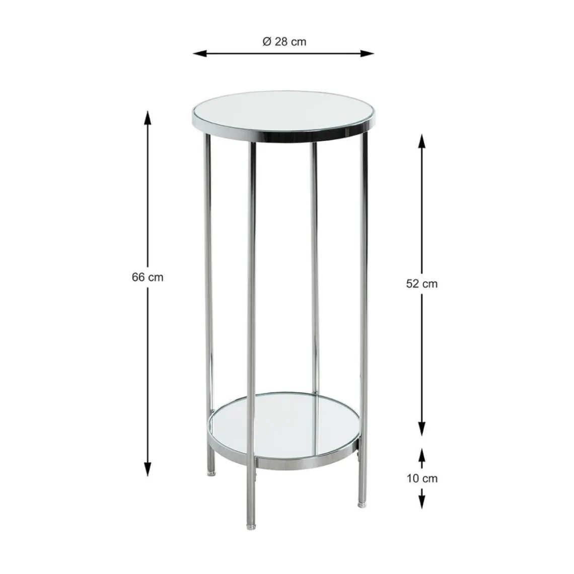 3S. x Home Porte plante en métal chromé et étagères en verre miroir