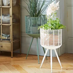 Becquet Porte plante métal rotin blanc Cando Hot