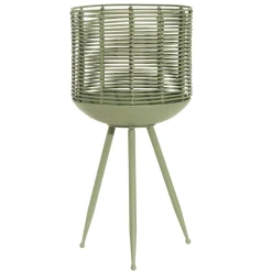 Becquet Porte plante métal rotin vert Cando Discount