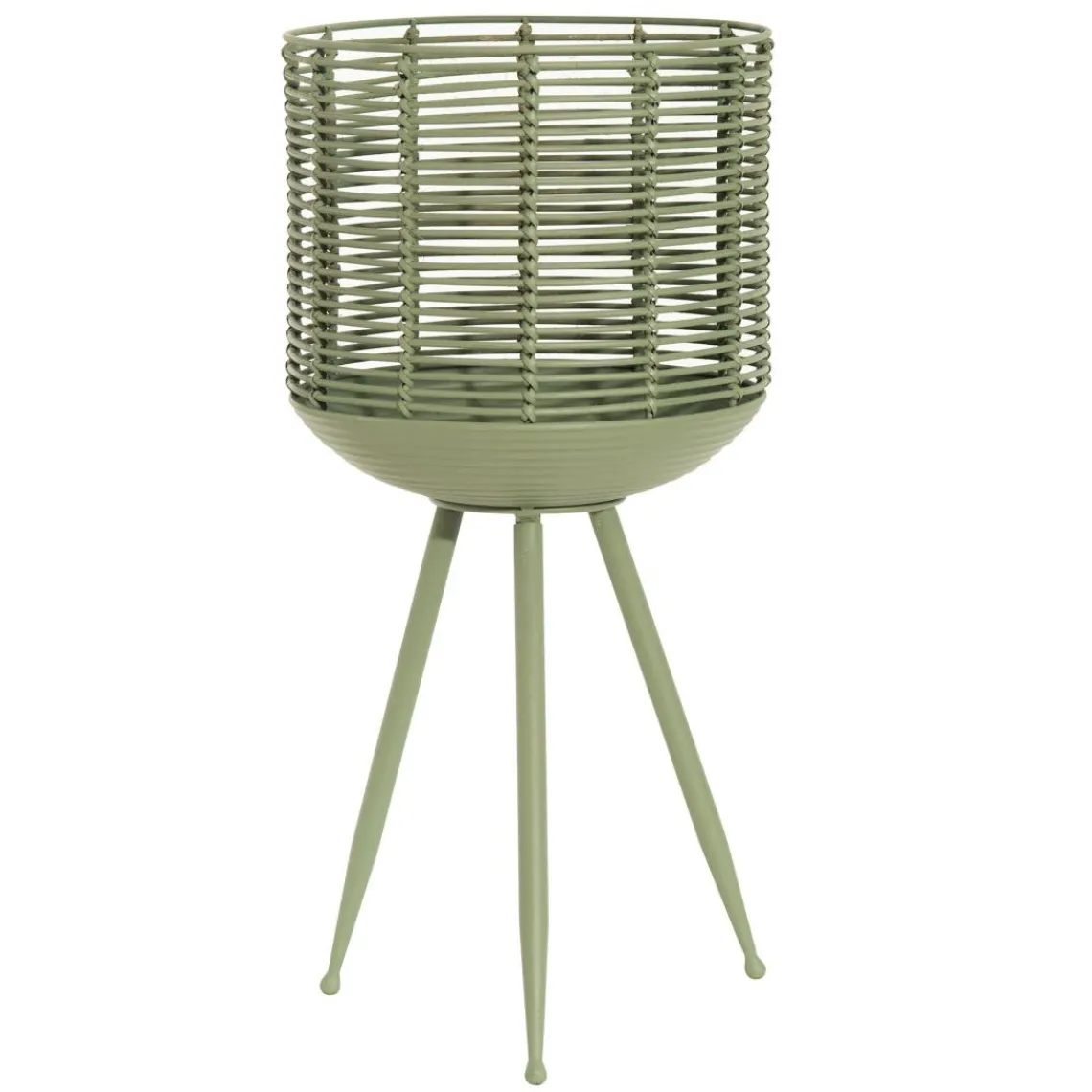 Becquet Porte plante métal rotin vert Cando Discount