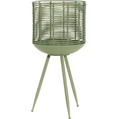 Becquet Porte plante métal rotin vert Cando Discount