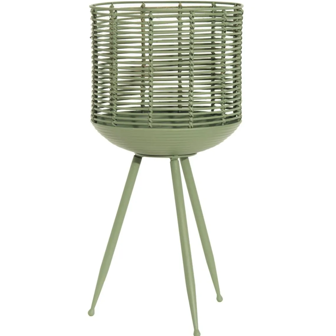 Becquet Porte plante métal rotin vert Cando Discount