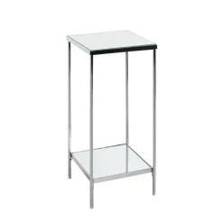 3S. x Home Porte plantes en acier chromé et étagère en verre miroir Best