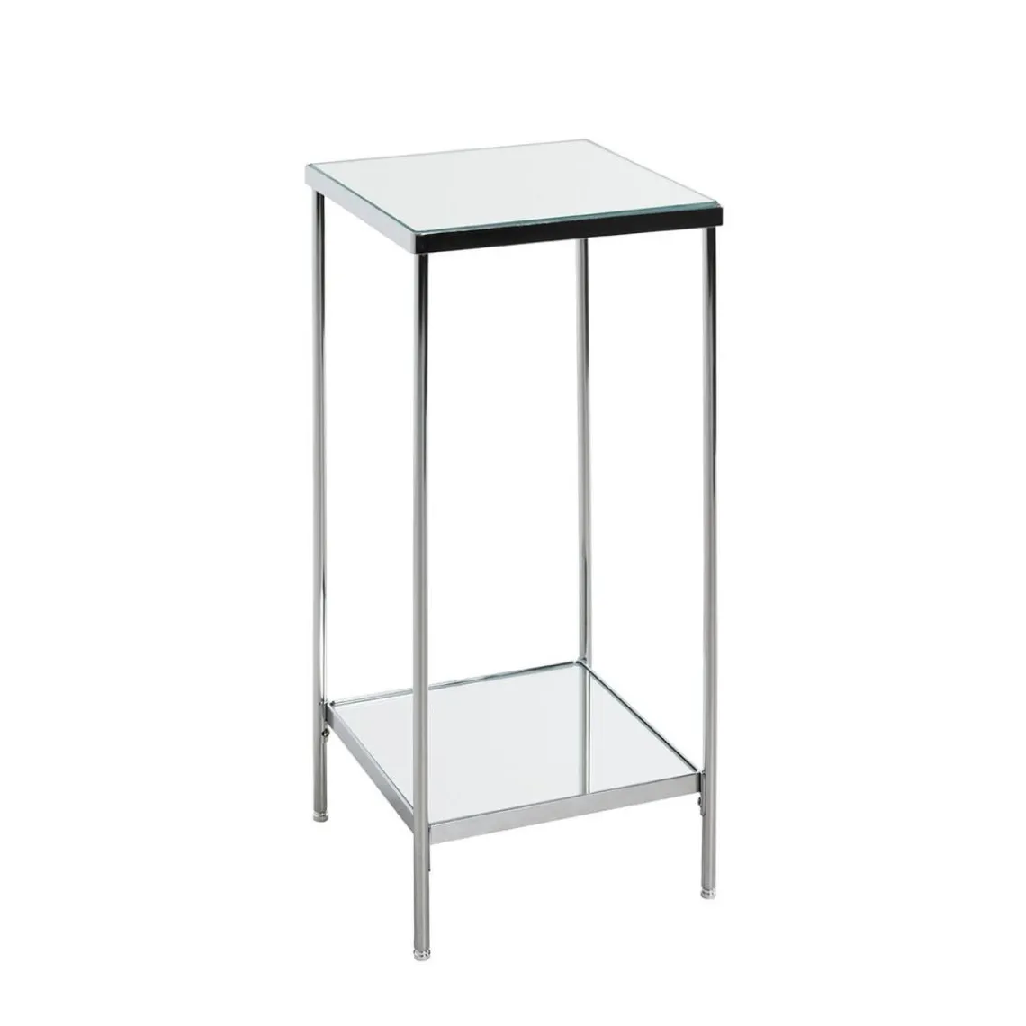 3S. x Home Porte plantes en acier chromé et étagère en verre miroir Best