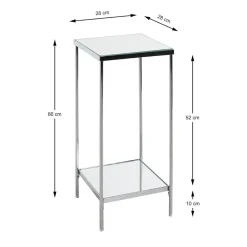 3S. x Home Porte plantes en acier chromé et étagère en verre miroir Best