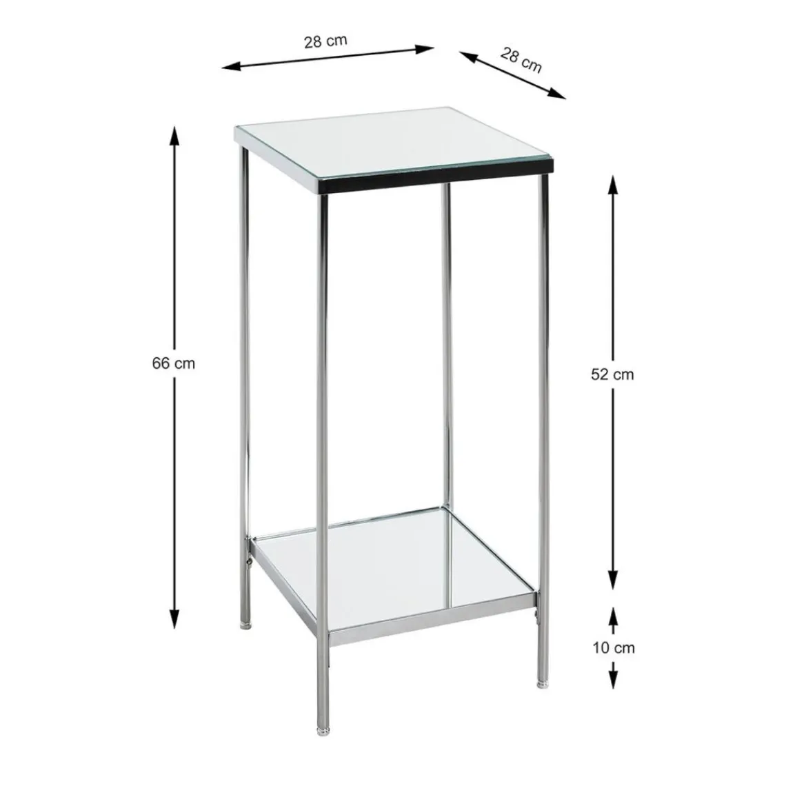 3S. x Home Porte plantes en acier chromé et étagère en verre miroir Best